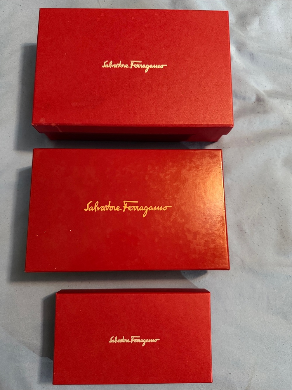 Salvatore Ferragamo Red Gift Box Set with Gold & Silver Logos